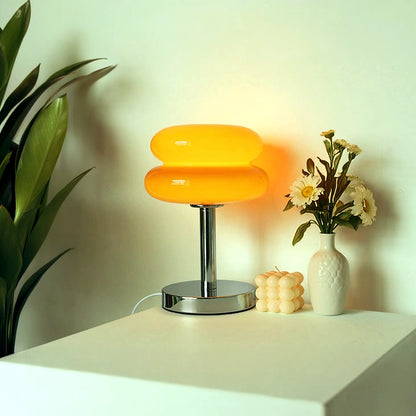 lampe de table verre vintage orange plante