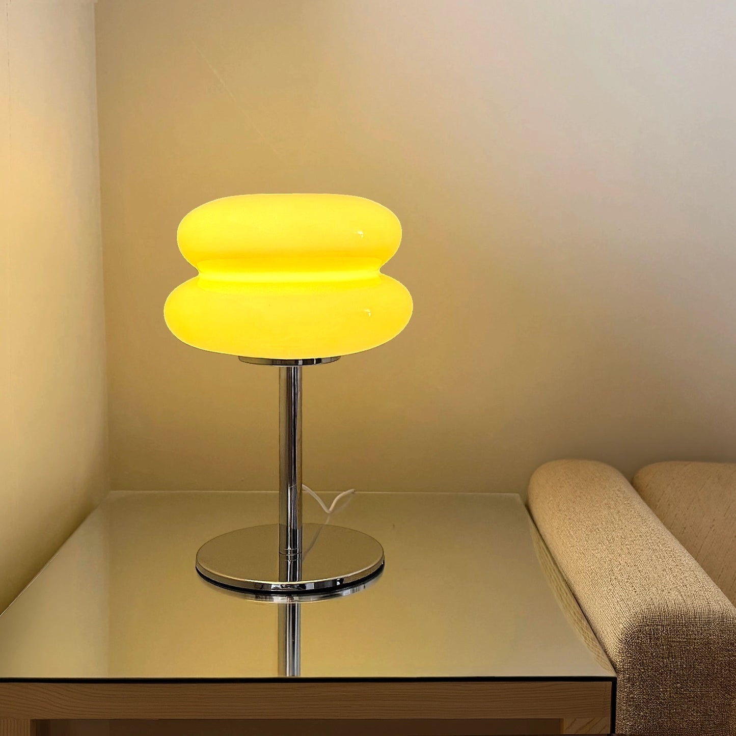 lampe de table verre vintage orange table miroir
