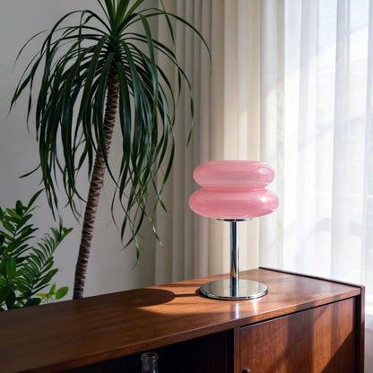 lampe de table verre vintage rose bureau plantes