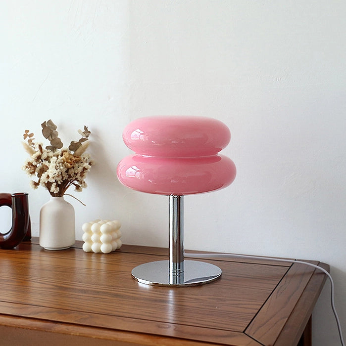lampe de table verre vintage rose
