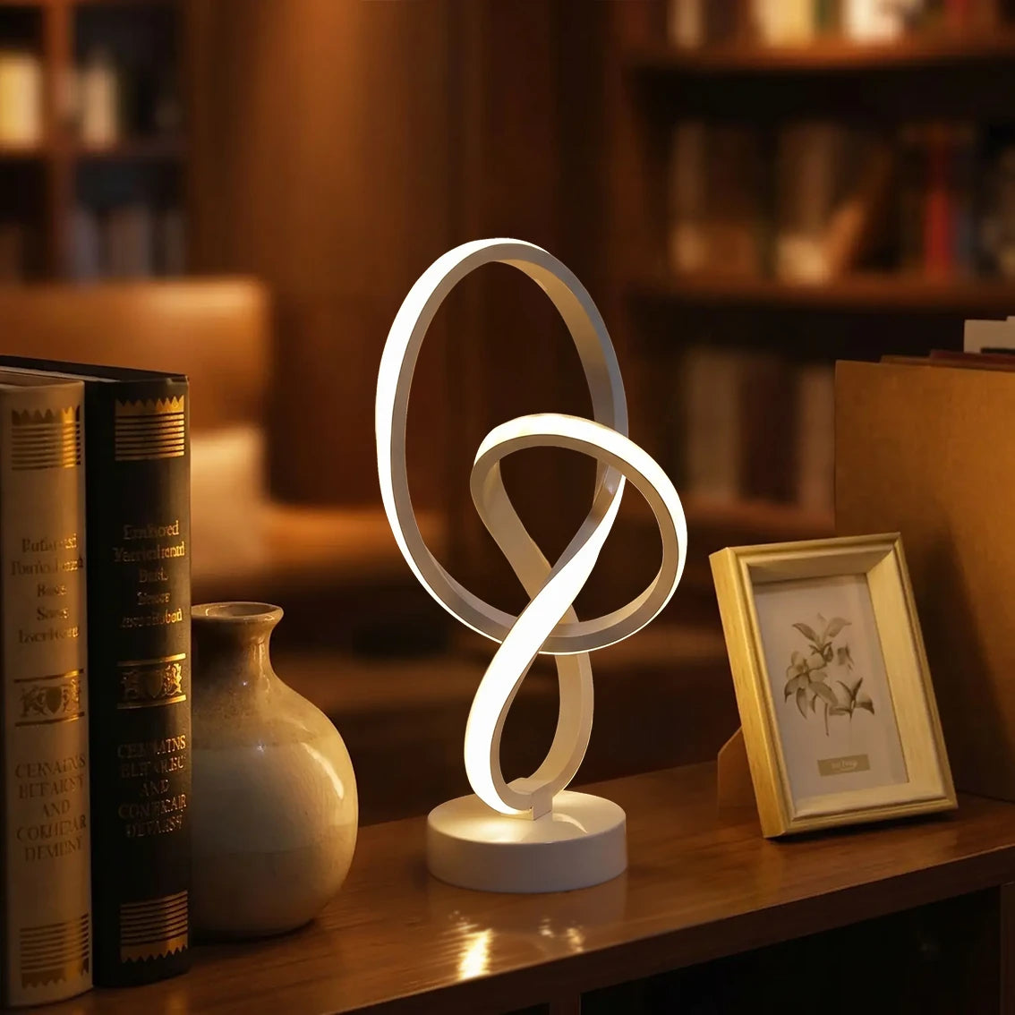 lampes à poser blanche étagère bibliothèque