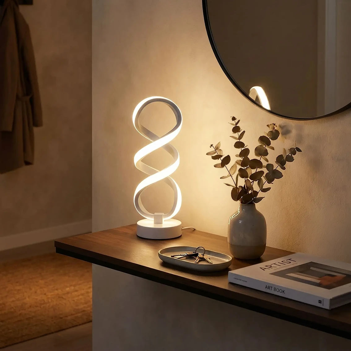 lampes a poser led infinie blanche console entrée