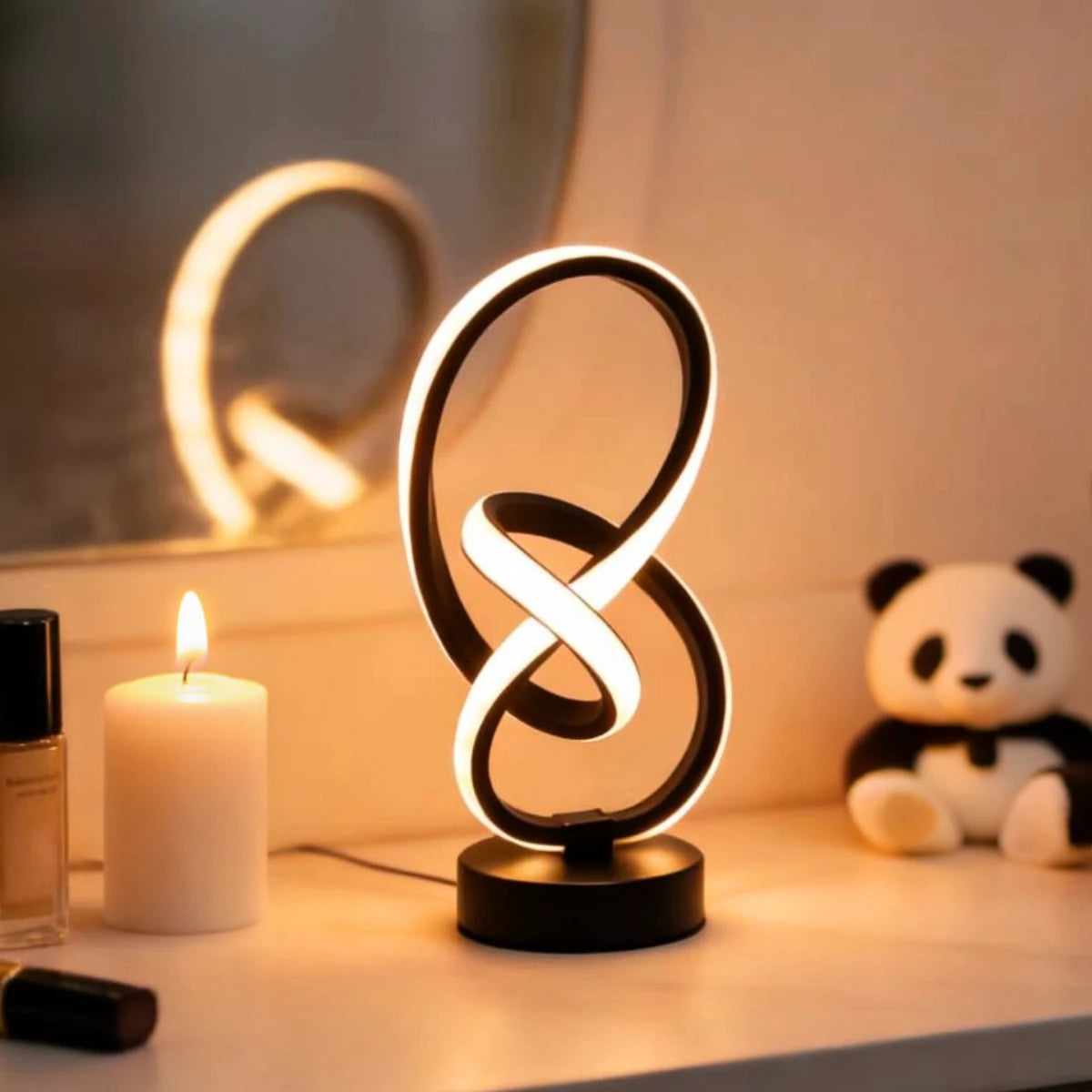 lampes à poser noire panda miroir
