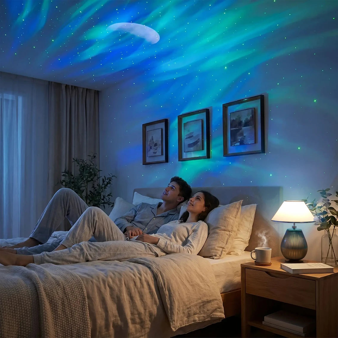 projecteur LED ciel chambre couple