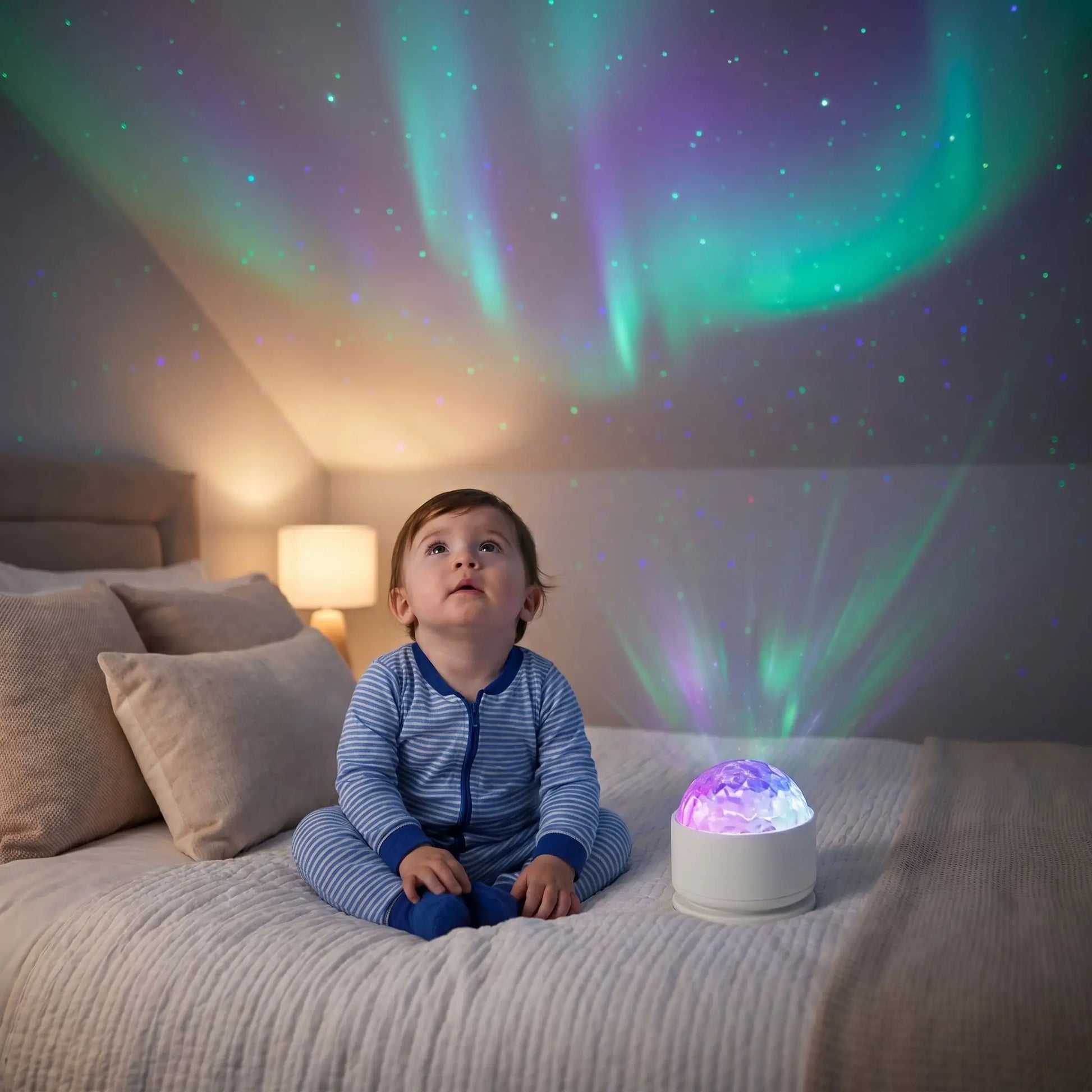 veilleuse projection bébé garçon assis