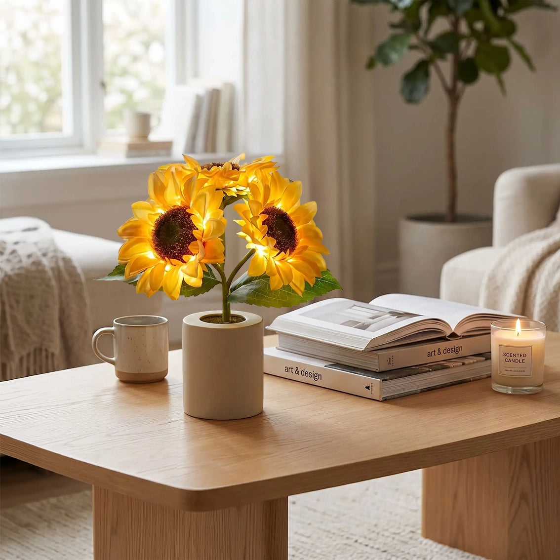 veilleuse tournesol table basse jour
